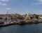 June 18, 2019 - Istanbul, Turkey - The bank of the Golden Horn full of tourists with the RÃ¼stem PaÅŸa Camii mosque in the