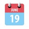 june 19th. Day 19 of month,Simple calendar icon on white background. Planning. Time management. Set of calendar icons for web