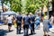 June 2, 2019 Sunnyvale / CA / USA - Police patrolling the streets of downtown Sunnyvale during the Art, Wine & Music Festival in