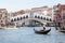 June 2017, Venice, Italy. Rialto Bridge and gondolas