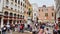June , 2017, Venice, Veneto, Northern Italy. Carlos Goldoni statuewith tourists around. Venice city view