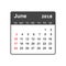 June 2018 calendar. Calendar planner design template. Week start