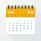 June 2022 Calendar Leaf. Calendar 2022 in flat style. Vector illustration.