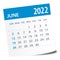 June 2022 Calendar Leaf - Vector Illustration