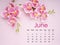 The June 2023 calendar page with pink orchid on pink background