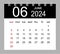 June 2024. Vector monthly calendar template 2024 year in simple style for template design