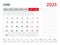 June 2025 year - Calendar 2025 template vector, week start on monday, Desk calendar 2025 year, Wall calendar design, corporate