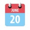 june 20th. Day 20 of month,Simple calendar icon on white background. Planning. Time management. Set of calendar icons for web