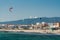 June 23, 2023, Balneario, Tarifa, Spain - Lorenzo Casati jumping and looping the Cabrinha Drifter kite. Did triple loop magaloop