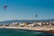 June 23, 2023, Balneario, Tarifa, Spain - Lorenzo Casati jumping and looping the Cabrinha Drifter kite. Did triple loop magaloop