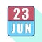 june 23rd. Day 23 of month,Simple calendar icon on white background. Planning. Time management. Set of calendar icons for web