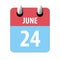 june 24th. Day 24 of month,Simple calendar icon on white background. Planning. Time management. Set of calendar icons for web