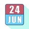 june 24th. Day 24 of month,Simple calendar icon on white background. Planning. Time management. Set of calendar icons for web