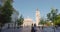 JUNE 25, 2022: Vilnius Cathedral Basilica with tourists walking in the streets