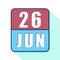 june 26th. Day 26 of month,Simple calendar icon on white background. Planning. Time management. Set of calendar icons for web