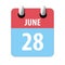 june 28th. Day 28 of month,Simple calendar icon on white background. Planning. Time management. Set of calendar icons for web