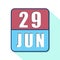 june 29th. Day 29 of month,Simple calendar icon on white background. Planning. Time management. Set of calendar icons for web