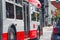 June 30, 2019 San Francisco / CA / USA - Muni bus travelling towards downtown San Francisco; The San Francisco Municipal Railway