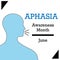 June in Aphasia Awareness Month Square background vector for brain speech and language education.