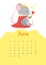 June calendar flat vector template