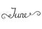 June lettering print. Summer minimalistic illustration. Isolated calligraphy on white background.