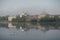 June misty morning at the ancient Staraya Ladoga fortress