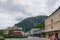 Juneau, Alaska, USA: Visitors stroll along the shops and restaurants on the main street