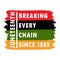 Juneteenth. Breaking every chain since 1865 on flag in colors of Black History Month, Juneteenth. T-shirt, card design