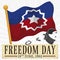 Juneteenth Flag, Scroll and Broken Chain for Freedom Day Celebration, Vector Illustration