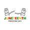 Juneteenth Freedom Day. Two hands with clenched fists breaking chains. June 19 celebration vector illustration isolated