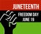 Juneteenth Independence Day. hand fist-raising high. June 19, 1865.