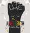 juneteenth lettering with fist silhouette