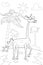 Jungle, Africa safari animal Giraffe coloring book edicational illustration for children. Vector white black cartoon
