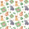 Jungle animals seamless pattern, wild animals repeating background, cute baby animals, tropical nursery wallpaper, scrapbook paper