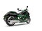 Jungle green modern powerful motorcycle - tail view