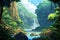 A jungle hike to discover hidden waterfalls vector tropical background