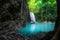 Jungle landscape with Erawan waterfall. Kanchanaburi, Thailand