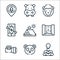 jungle line icons. linear set. quality vector line set such as snake, panda bear, flashlight, waterfall, camping tent, canoe,