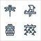 jungle line icons. linear set. quality vector line set such as vines, tiki, parrot