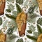 Jungle tiger exotic tropical seamless pattern.