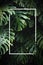 Jungle wall background. Green tropical palm leaves with monstera foliage forest.