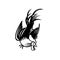 Junglefowl Cockerel or Rooster in Fighting Stance Retro Black and White