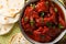 Jungli Laal Maas -A famous dish from Rajasthan - fiery hot mutton dish close-up. Horizontal top view