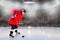 Junior Hockey Player Puck Handling in Arena