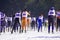 Junior ski downhill competition are held annually on the snowy ski slopes of Sochi winter mountain ski resort. Children skiers