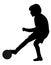 Junior soccer player, silhouette of boy with ball. Vector illustration