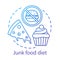 Junk food diet, unhealthy nutrition concept icon. Healthy lifestyle idea thin line illustration. Fastfood and sweets