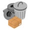Junkyard icon isometric vector. Worn car tire and parcel box near metal urn icon