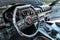 Junkyard replica of driving wheel and interior of grand tourer car Mercedes AMG GT R