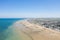 Juno beach and the town of Bernieres sur Mer in Europe, France, Normandy, Arromanches les Bains, in summer, on a sunny day